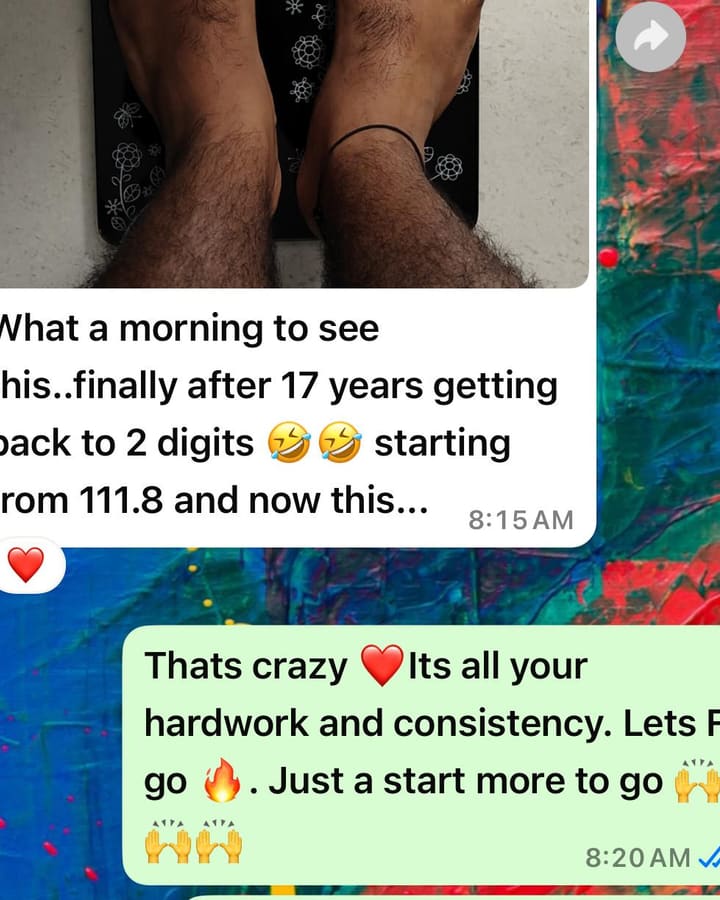 Client message celebrating a progress milestone